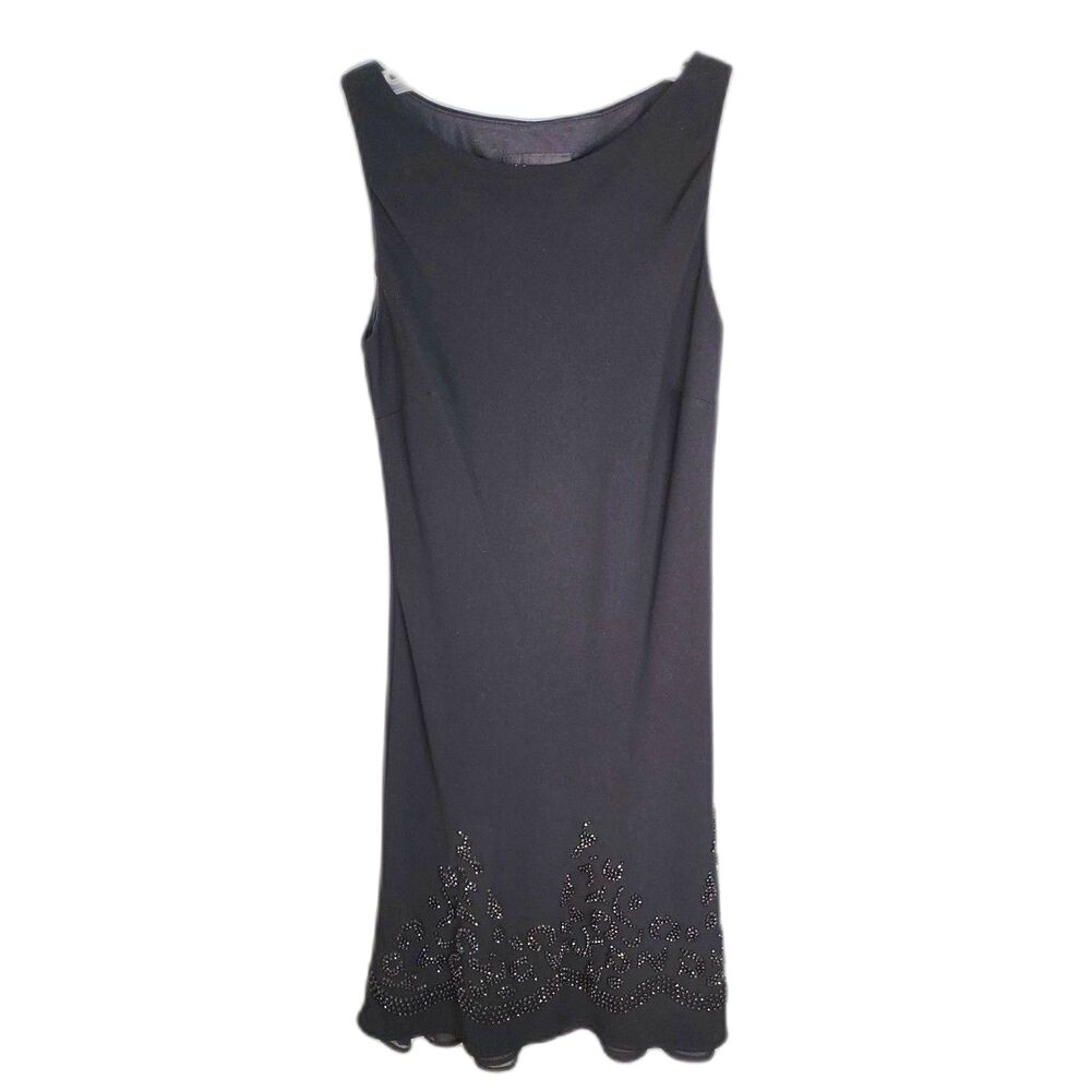 S.L. Fashions Black Beaded Sleeveless Cocktail Dress